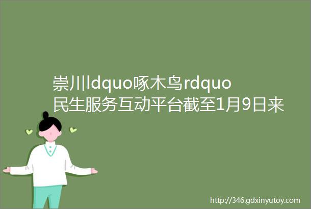 崇川ldquo啄木鸟rdquo民生服务互动平台截至1月9日来信及答复处理汇总